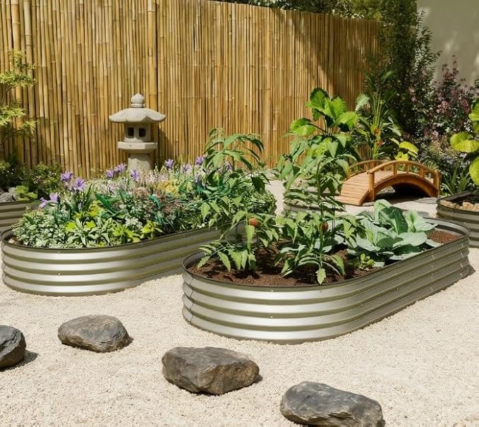 Raised Garden Bed SetRaised Beds for Gardening with Metal Plant Stakesfor Gand Patio