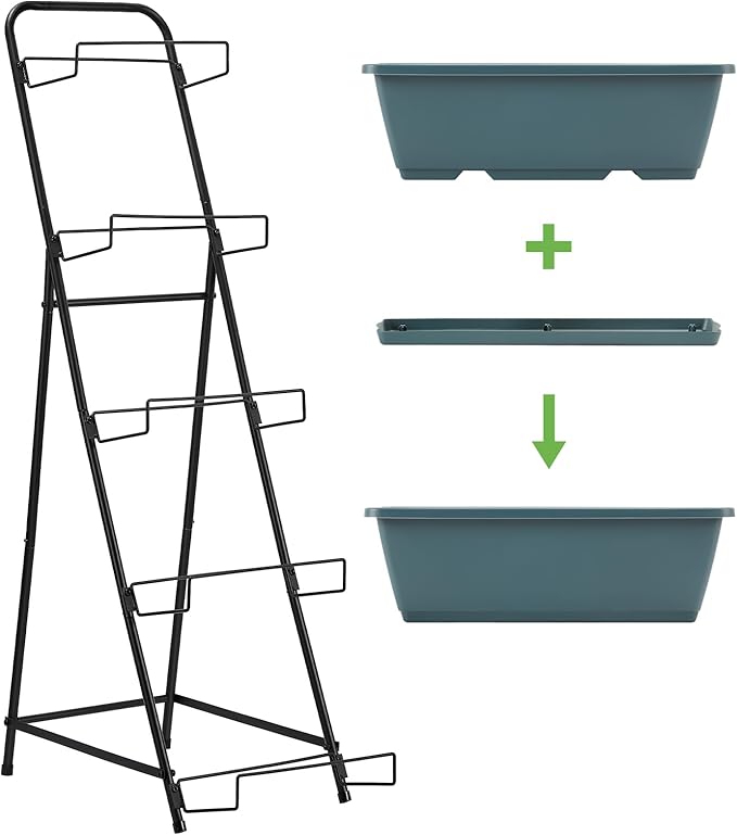 5 Tier Vertical Raised Garden Bed Planter Box Vertical Raised Bed with Drainage Holes for Indoor Outdoor Herbs Flowers Vegetables PlantsGreen