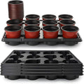 4 inch Round Nursery Pots 60pcs 12 Cell Nursery Pots Trays 5 Pcs Sturdy Seeds Starting Germination Shuttle Carrying Trays Small Planter Nursery Propagation 5 Sets