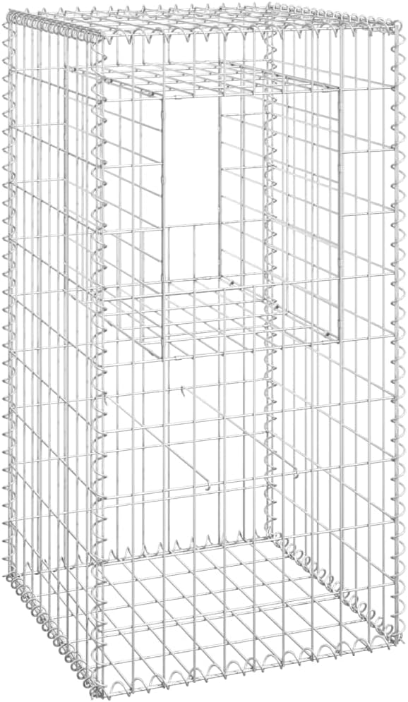 Galvanized Steel Gabion Basket Post/Planter Raised Bed Gabion Raised Bed to Fill with Rocks or Gravel Stable Durable Gabion Post 19.7x 19.7x39.4