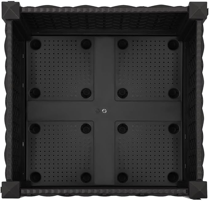 Square Raised Garden Planter Box 15.7x15.7x9.1 in Matte Black UV Stable Polypropylene Outdoor Planter for Balcony Patio Herb Flower Vegetable Garden Spaces