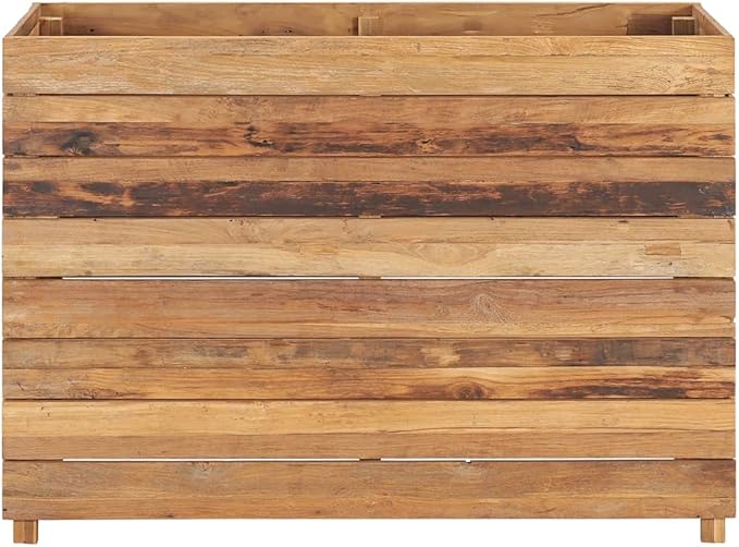 Elevated Garden Bed Planter Box | for Organic Herbs Vegetables Plants Flowers | Outdoor Planters Raised Bed 39.3x15.7x28.3 Recycled Teak and Steel [Lightning Shipping]