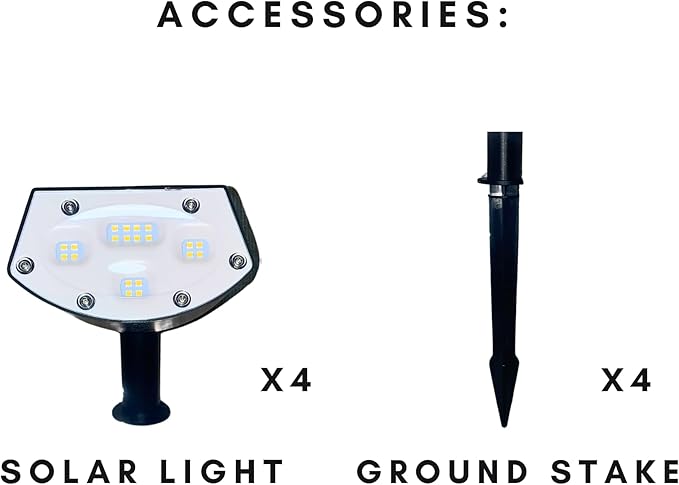 Solar Outdoor Lights 4-Pack Super Bright LED Spotlights Waterproof Garden Path Lights Yard &amp Landscape Lighting Auto On/Off Black