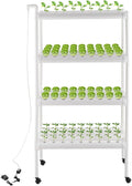 Hydroponics Growing System with Wheels 108 Sites 12 Pipes 4 Layers Indoor Planting Kit Gardening System Grow Kit with Water Pump Timer Baskets Hammer for Fruits Vegetables