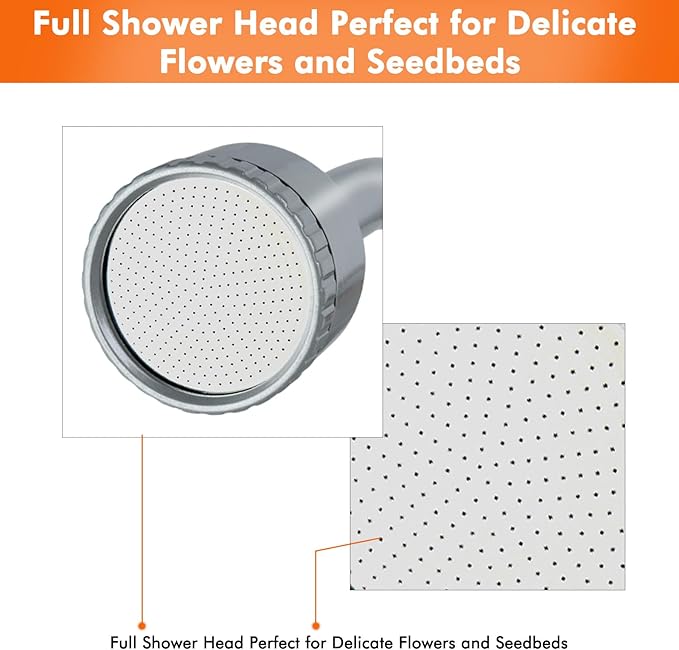 RESTMO Long Watering Wand 24 Inches Gentle Soft Full Shower Sprayer Wand with Flow Control Heavy Duty Metal Hose Wand for Hanging Baskets Shrubs Plants Flowers Garden and Lawn Orange