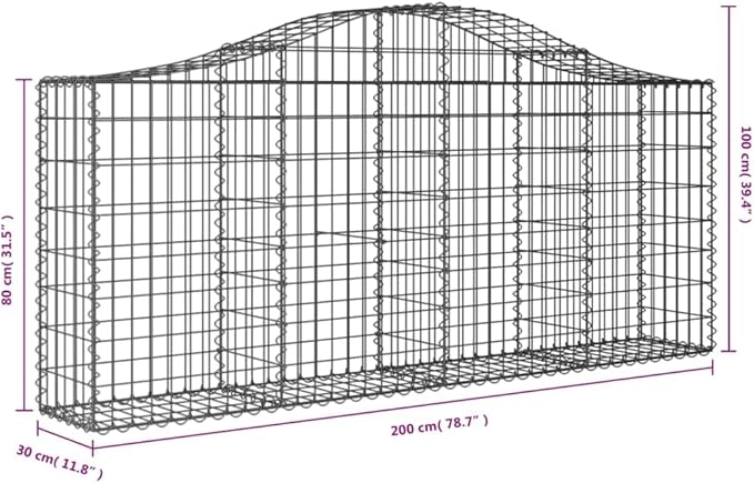 3-Pack Gabion Basket Set 78.7x78.7x39.4 Silver Galvanized Iron Modular Planter Boxes for Outdoor Garden Patio Retaining Wall &amp Stone Container for Living Areas and Backyard
