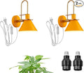 Hook Type Wall Mounted Plant Light Full Spectrum 4500K 10W Adjusted Angle &amp Light Beam Range 15°-60° Modern Yellow Metal Wall Lamp for Indoor Growing Plants Flowers 2 Pack