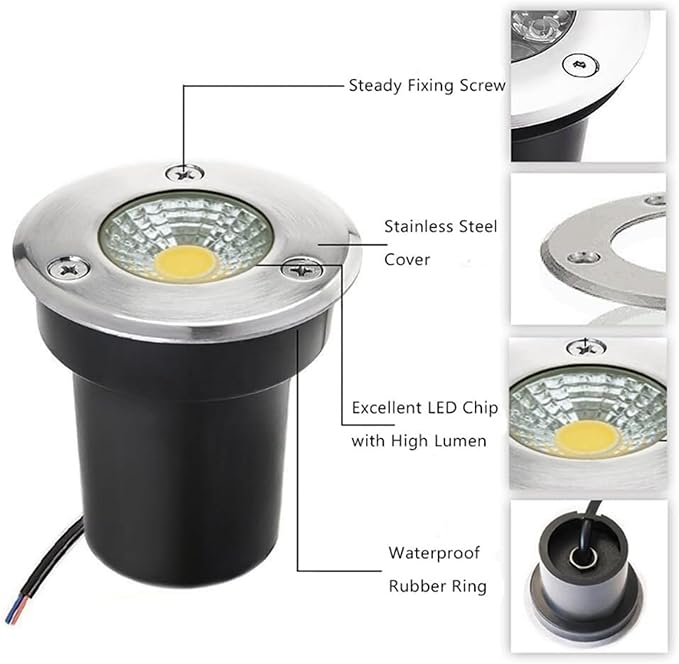 6PCS Underground Light LED - LED Beam Spotlight COB Garden Landscape Lights IP66 Waterproof Recessed Buried Lights for Outdoor Park Driveway Underground LightingWhite-25W