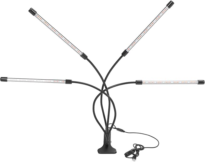 EVTSCAN 4 Head LED Timing Plant Grow Light with Clamp Full Spectrum Red Blue Felxible Grow Lamp