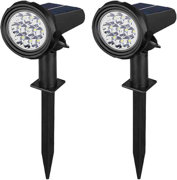 10led WarmSolar Color Changing Spot Lights Outdoor Waterproof 2 Pack Multicolor Landscape Spotlights 180° Solar Powered Lights Height Adjustable for Courtyards Balconies Gardens