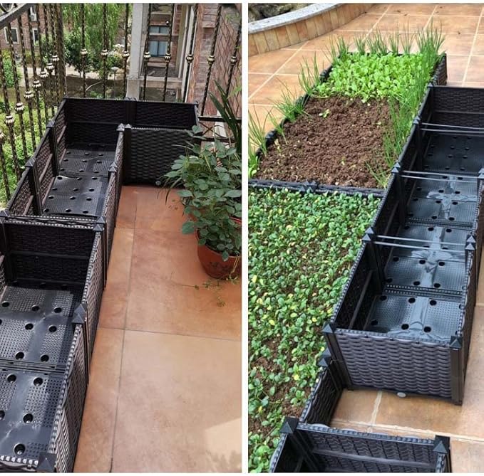 YSUEFIJO Raised Garden Bed Kit Raised Garden Bed Planter Box Outdoor Elevated Flower Box Vegetables Growing Planter Patio Gardening Planter Box