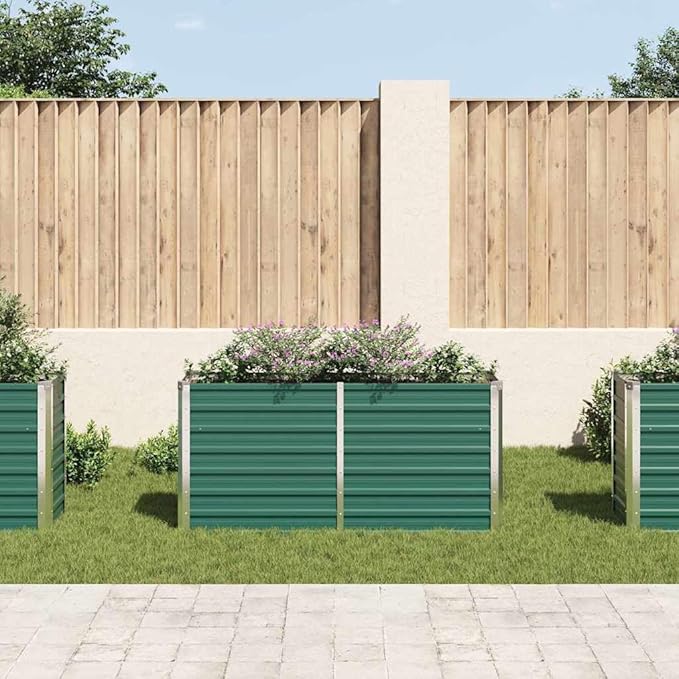 Raised Garden Bed Galvanized Steel 63 x 15.7 x 31.3 Green Large Planter Outdoor Metal Raised Garden Box for Flowers Vegetables Herbs and More