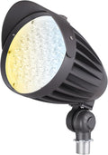 LEONLITE 20W/30W/40W 3CCT LED Bullet Flood Light 4880LM 3000K/4000K/5000K Dusk to Dawn 22°Focused Flag Pole Light with Knuckle Mount Weatherproof 100-277V Commercial Landscape Lights ETL Listed