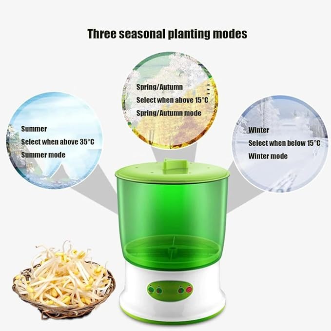 YIGECHENXIN Large Capacity Fully Automatic Bean Sprout Maker - Temperature Control Ideal for Broccoli Radish Alfalfa Sprouts Home Kitchen Essential Easy to Use
