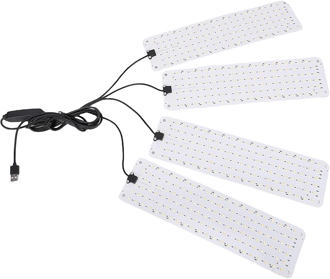 LED Grow Light Full Spectrum Indoor Plant Growing Lamp with Timer High PPFD Energy Saving11.8x3.1inch Plant Grow Lights for Seed Starting Vegetables Flower (4 Head)