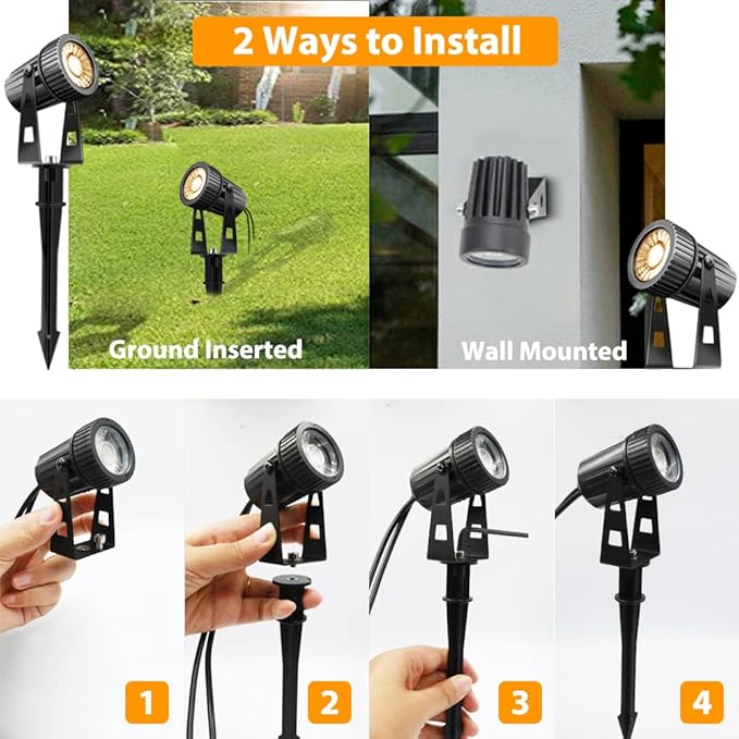 LED Landscape Lights Low Voltage COB Landscape Lighting 24V 24W Warm White 2100LM Garden Spotlights Outdoor for Yard Lawn Wall Fence(8 Pack)
