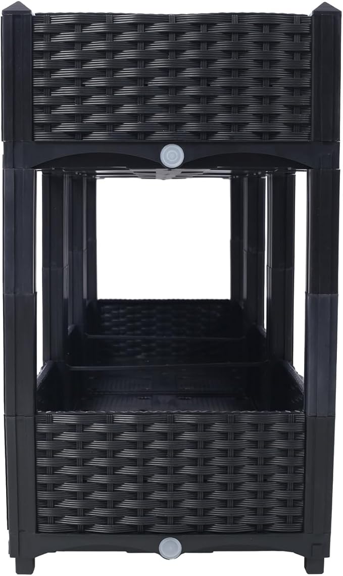 ZeHuoGe Planter Raised Beds Elevated Planter Garden Box with Drainage Plug Raised Garden Beds for Vegetable/Flower/Herb Outdoor Standing Beds Gardening (Black 47.2 Inch)