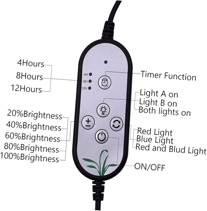 9w Led Grow Light Full Dimmable Levels Timing Plant Grow Light for Indoor Plants Single Head Gooseneck