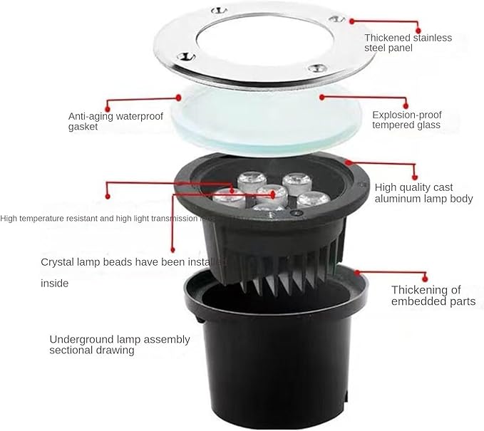 Outdoor Landscape Spotlights LED Buried Lights - Outdoor Landscape Lights AC 85-245V Round Ground Illumination Path Light IP67 Waterproof Embedded Ground Spotlight Flo