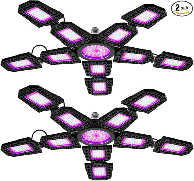 4Pack 400W LED Grow Lamp 100-277V Seeds Planting Bulbs E26/E27 Greenhouse Hydroponic Fill Lights Adjustable Foldable Panel Seeds Vegs Fruits Flowers Potting Cactus Succulent UV/IR Cultivate Lighting
