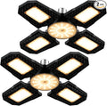 2Pack LED Full Spectrum Plant Bulb E26/E27 Foldable Planting Grow Lights Sunlight 100W Indoor Hydroponic Fill Light Four Leaf Deformable UV/IR Red Blue Cultivation Lamps 110V Greenhouse Tent Lighting