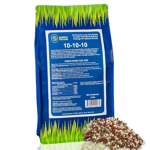 Supply Solutions 10-10-10 Complete Lawn &amp Garden Granular Fertilizer with Micronutrients – Balanced NPK Plant Food for Soil Health Blooms &amp Roots – Safe for Vegetables Fruits Lawns (5 Pound