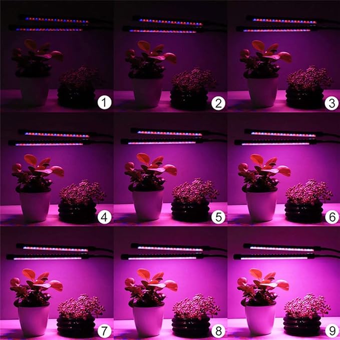 Grow Lights for Indoor Plants Full Spectrum Four Head Clip-on Plant Lamp with Full Spectrum &amp Red Blue Spectrum 3/9/12H Timer 1.2m Stand Suitable for Indoor Plants Growth