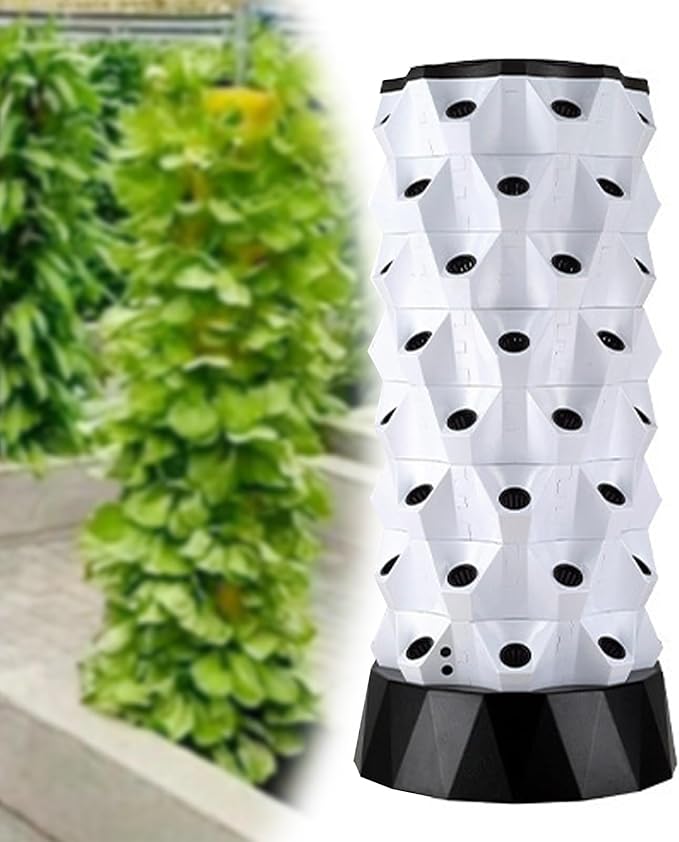 Hydroponic Tower Starter Kit Aeroponic Tower Hydroponics Tower Growing System Kit Vertical Farming Tower with Water Pump for Indoor Outdoor Use(140cm/55in)