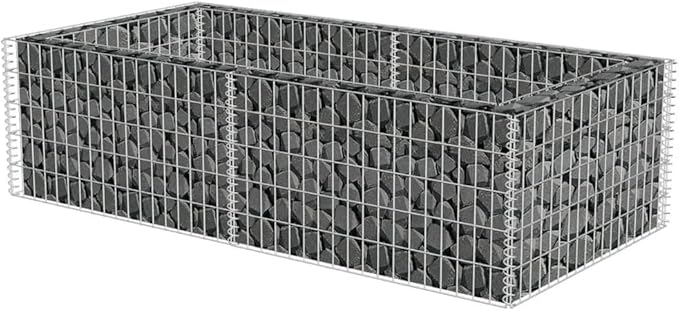 Gabion WallRaised Bed with Gabion net Flower PotBlock Wind and RainGabion Planter Galvanised Steel 71x35.4x19.7