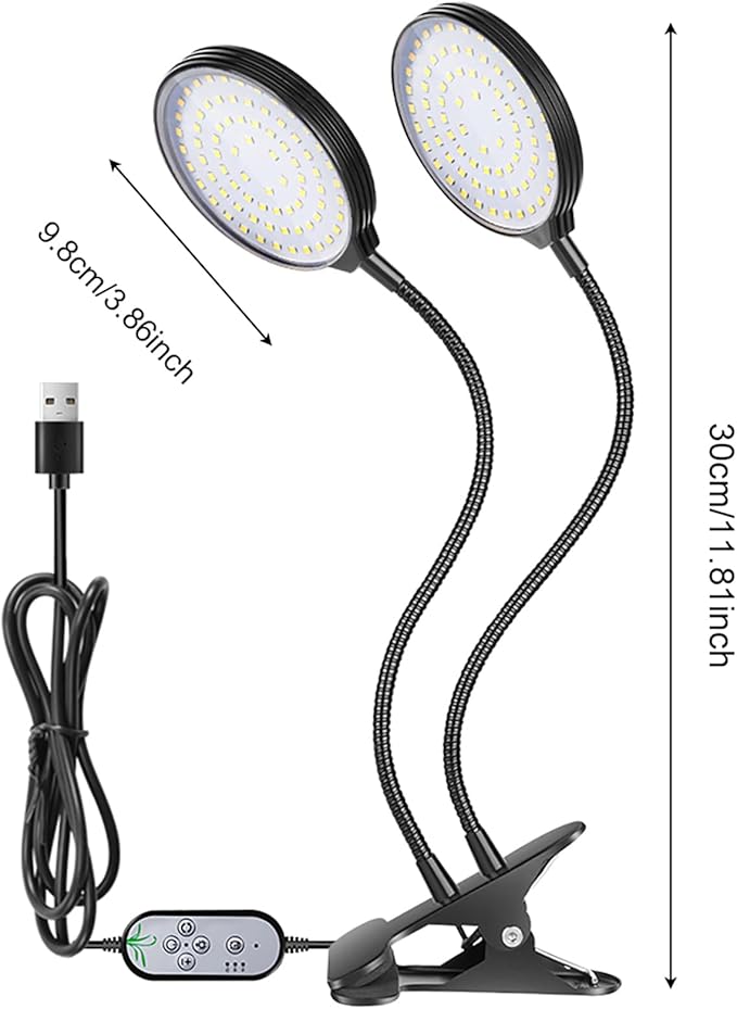 Plant Grow Light 5 Dimmable Levels Full Spectrum Height Adjustable Plant Growing Lamp with Timing Function for Indoor Plants (4 Heads)
