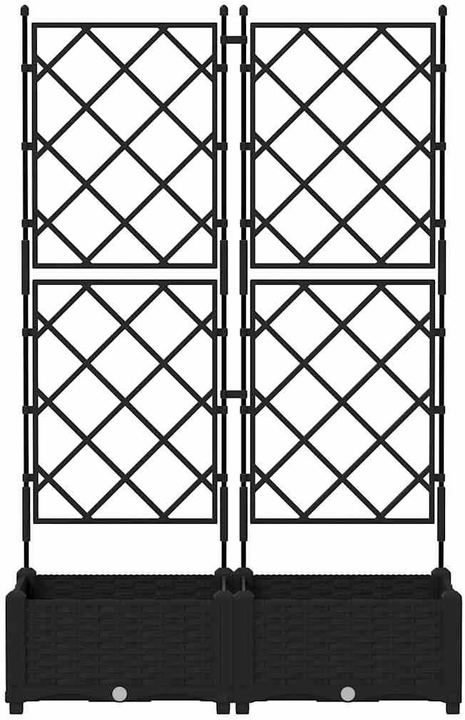 Garden Planter with Trellis 2 Pcs Black 80x40x125.5 cm PP UV Resistant Raised Garden Bed for Outdoor Plants Patio Deck