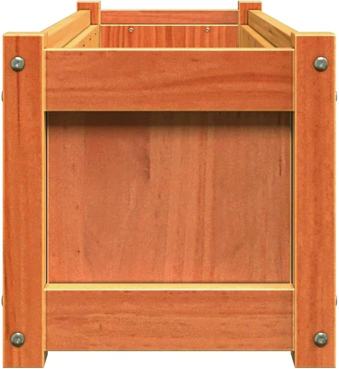 Garden Planter Solid Pine Wood Welded Wire Basket Raised Bed Galvanized Steel Fencing for Garden Walls Brown Wax Finish 35.4 x 12.2 x 12.2 in