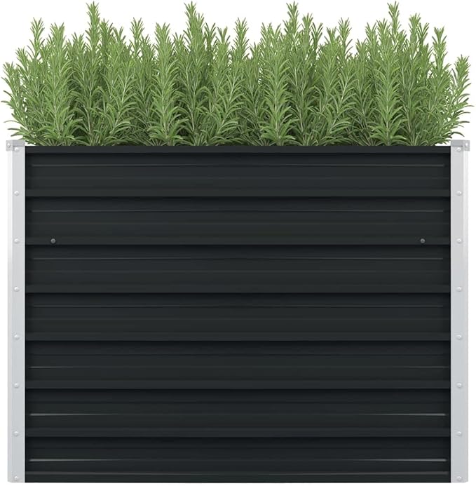 YAFF Raised Garden Bed Anthracite 39.4x39.4x30.3 Galvanized Steel (18.92lbs)