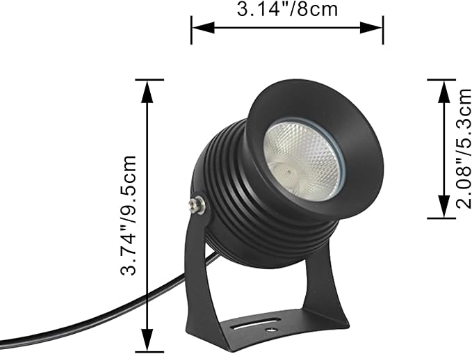 Kiven IP65 Waterproof LED Landscape Up Down Ligh Black Decorative Spotlight Lamp with Plug-in Cord and Timer for Indoor Outdoor Yard Step Statue Mini LED Lawn Light (7W Warm White)
