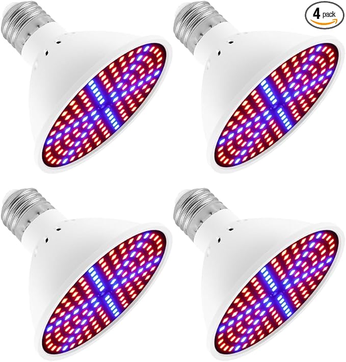 4Packs 20W Indoor Plant Light E27 Vege Seeds Cultivation Lamp AC85-265V Plants Filling Blub UV/IR Red Blue Greenhouse Tent Hydroponic Lamp 100V Fruits Flower Cactus Succulent Potting Cultivation
