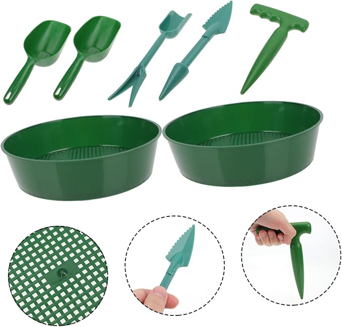 1Set Soil Sieve Mesh Screen and Shovel Garden Tool Kit Lightweight and Durable Gardening Supplies for Planting and Soil Preparation