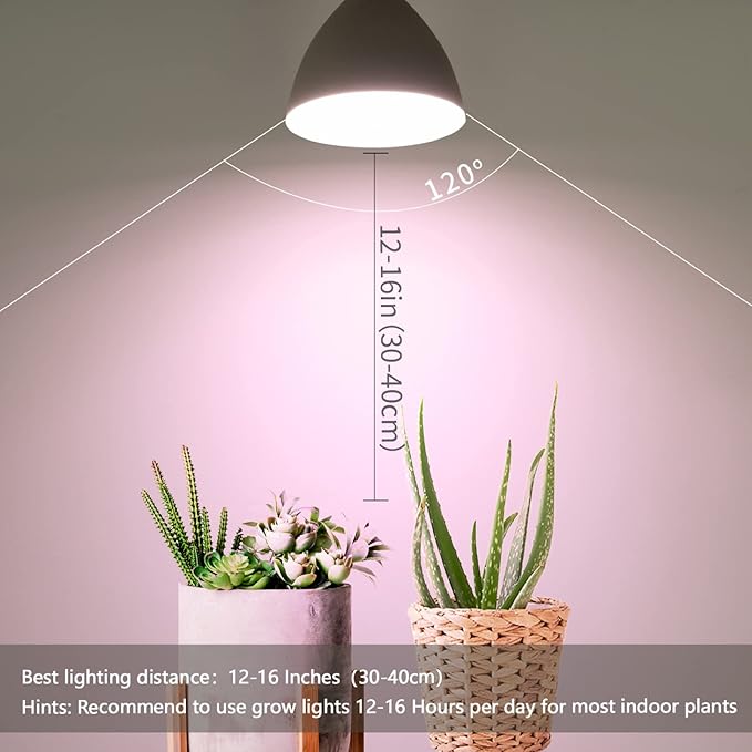 Smart LED Grow Light Bulbs with Remote Controller Sun Simulation Mode Built-in Auto Timer A21/A70 E26/E27 9W Dimmable Full Spectrum Intelligent Plant Grow Bulbs for Indoor Plants 4 Pack