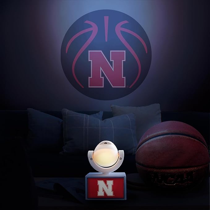 Sporticulture NCAA American Football Nebraska Cornhuskers - Adjustable Led Mini Spotlight Projector with 6 Team Logo Designs - Portable &amp Rechargeable Spotlight - Battery-Operated - 4.375” x 3.125