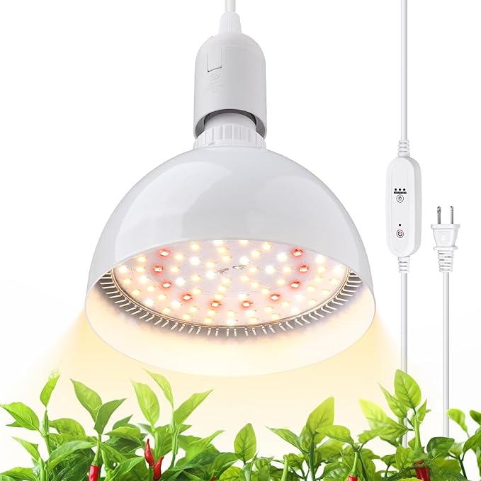 Barrina Hanging Grow Lights for Indoor Plants 25W Full Spectrum with Timer and 16.4FT Power Cord Pendant Plant Lights for Indoor Growing Large Tall Plant Garden Flowers Greenhouse