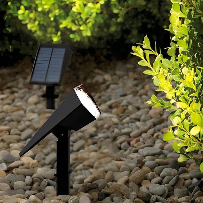 Solar Spot Lights Outdoor Adjustable Brightness &amp Angle IP65 Waterproof Landscape Lighting with 12 LEDs Solar Powered Modern Lamp for Garden Lawn Courtyard (Motion LightWarm Light)