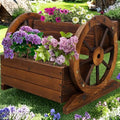 2-Tier Wooden Wagon Planter Box Raised Garden Bed for Outdoor Durable Planter Boxes Outdoor Raised Flower Bed for Flowers Vegetables and Herbs Easy Assembly Ideal for Gardens and Patios (Brown)