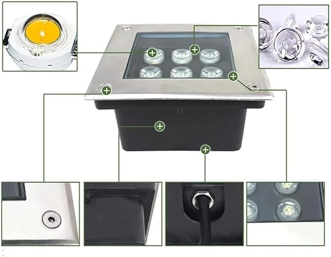 Outdoor Buried Lights - Ground LED Landscape Lamp Square Embedded LED Spotlight IP67 Waterproof Ground Lights for Terrace Courtyard Paths Sidewalks IlluminaRed-5w