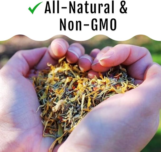 Herb Supplement for Backyard Chickens - Natural Chicken Treats Poultry Feed Botanical Mix Plant-Based Coop Snacks for Daily Wellness Feather Quality Egg Production USA (5 LB)