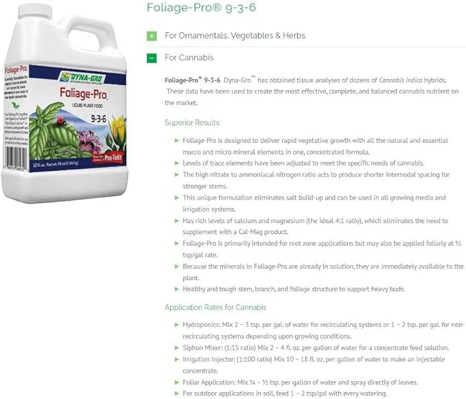 Dyna-Gro Foliage-Pro Nutrient 1 Qt (DYFOL032)