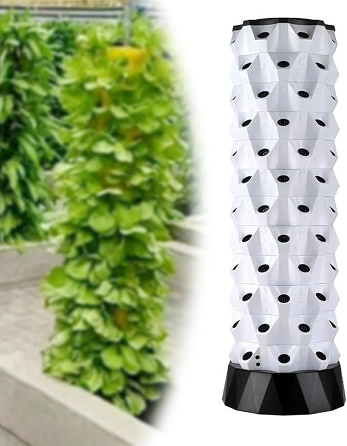 Hydroponic Tower Starter Kit Aeroponic Tower Hydroponics Tower Growing System Kit Vertical Farming Tower with Water Pump for Indoor Outdoor Use(206cm/81in)