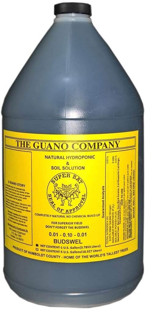 Hydrofarm GUBS128C Super Bat Budswel Organic Hydroponic Liquid Nutrient Solution for Strong Blooms in Garden Soil Flowers and Plants 1 Gallon