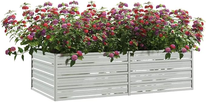 Garden Raised Bed Silver Galvanized Steel 63 Large Rectangular Outdoor Planter for Vegetables Herbs Flowers Durable Garden Beds