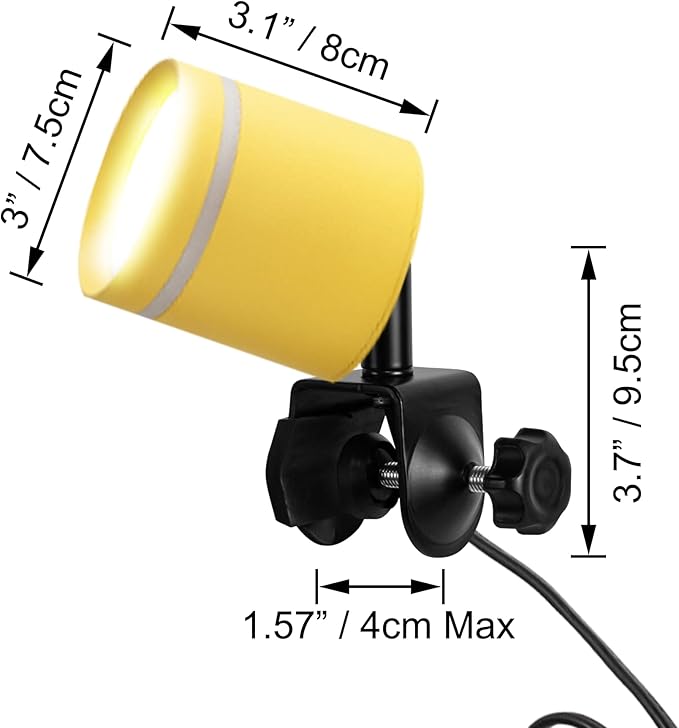 7W LED Linear Look Yellow Super Clamp Lamp Full Spectrum Clip-on Desk Lamp Macaron Wall Sconce Spotlight Wall Lamp No Wiring Needed Timer Plug in Cord for Plant Growing Light