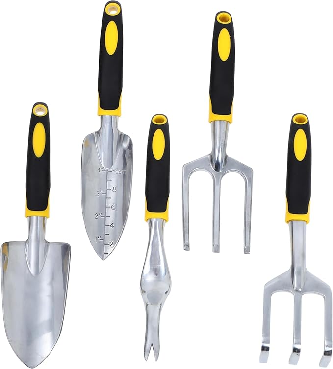 VICASKY 1set Ergonomic Gardening Tool Set Kit Trowel Hand Rake and Small Fork for Easy Planting and Weeding for Indoor and Outdoor Gardening