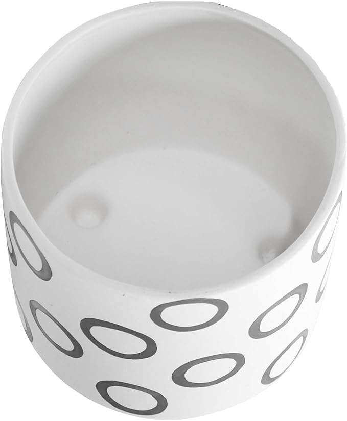 Generic S2 Footed Planter W Circles 68 Ivory Beige